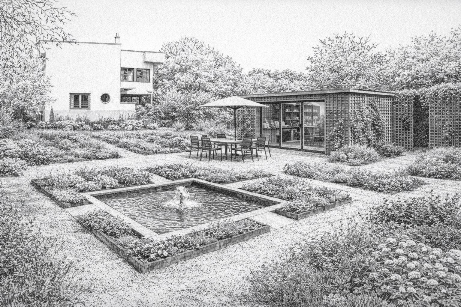 Le jardin sensoriel restitué — image générée par IA